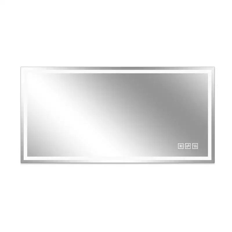 Whisen 2448 Miroir mural de salle de bain avec fonction anti-buée, miroir mural à commande tactile, intensité variable 3 couleurs - Argent