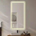 Whisen 2448 Miroir mural de salle de bain avec fonction anti-buée, miroir mural à commande tactile, intensité variable 3 couleurs - Argent