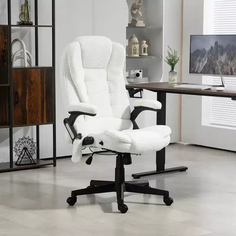Fauteuil de bureau de direction 6 points chauffant, fauteuil de bureau de massage vibrant à dossier haut en velours