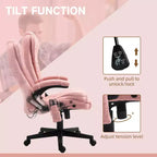 Fauteuil de bureau de direction 6 points chauffant, fauteuil de bureau de massage vibrant à dossier haut en velours