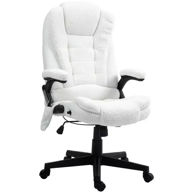 Fauteuil de bureau de direction 6 points chauffant, fauteuil de bureau de massage vibrant à dossier haut en velours