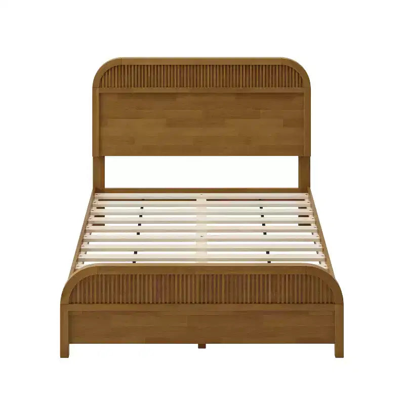 Christopher Knight Home Bennett Cadre de lit plateforme en bois au style moderne du milieu du siècle avec tête de lit à lattes