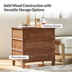 Table d'appoint en bois massif Helena 28W à 3 tiroirs avec station de charge intégrée|HULALA HOME
