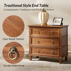Table d'appoint en bois massif Helena 28W à 3 tiroirs avec station de charge intégrée|HULALA HOME