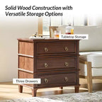 Table d'appoint en bois massif Helena 28W à 3 tiroirs avec station de charge intégrée|HULALA HOME