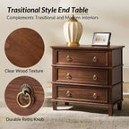 Table d'appoint en bois massif Helena 28W à 3 tiroirs avec station de charge intégrée|HULALA HOME