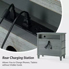 Table d'appoint en bois massif Helena 28W à 3 tiroirs avec station de charge intégrée|HULALA HOME