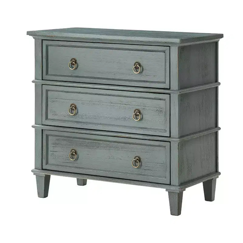Helena 28W 3-Drawer Solid Wood End Table with Built-in Charging Station|HULALA HOME