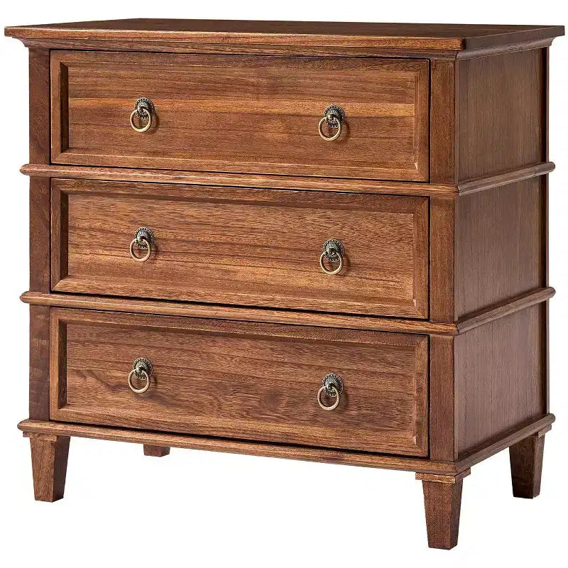 Table d'appoint en bois massif Helena 28W à 3 tiroirs avec station de charge intégrée|HULALA HOME