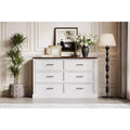 White 6 Drawer Dresser for Bedroom  Farmhouse Chest of Drawers w/Metal Handles, Rustic Wood Storage Organizer for Living Room & Hallway