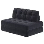 Canapé-lit pliant, convertible en velours côtelé avec oreiller et dossier, matelas futon portable pour salon, noir