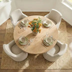 Table de salle à manger ronde moderne sur pied de 47 po avec finition grain de bois, Table de cuisine ronde pour 4 personnes pour salle à manger ou petits espaces-Panipeachy