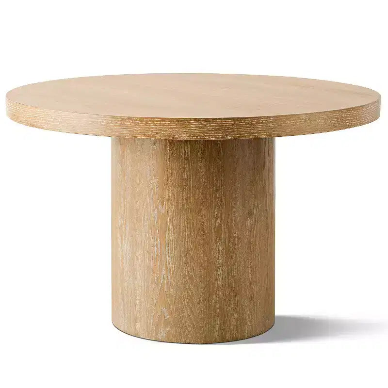Table de salle à manger ronde moderne sur pied de 47 po avec finition grain de bois, Table de cuisine ronde pour 4 personnes pour salle à manger ou petits espaces-Panipeachy