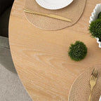 Table de salle à manger ronde moderne sur pied de 47 po avec finition grain de bois, Table de cuisine ronde pour 4 personnes pour salle à manger ou petits espaces-Panipeachy