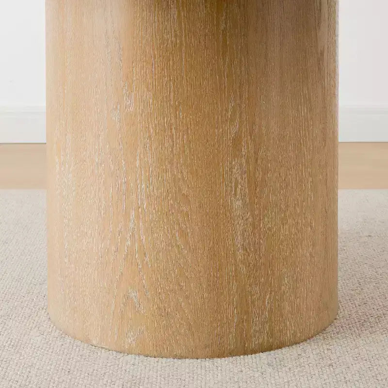 Table de salle à manger ronde moderne sur pied de 47 po avec finition grain de bois, Table de cuisine ronde pour 4 personnes pour salle à manger ou petits espaces-Panipeachy