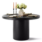 Table de salle à manger ronde moderne sur pied de 47 po avec finition grain de bois, Table de cuisine ronde pour 4 personnes pour salle à manger ou petits espaces-Panipeachy