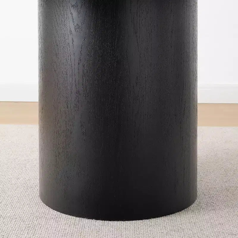 Table de salle à manger ronde moderne sur pied de 47 po avec finition grain de bois, Table de cuisine ronde pour 4 personnes pour salle à manger ou petits espaces-Panipeachy