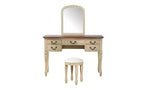 Coiffeuse Vintage de 117 cm avec Miroir, 5 Tiroirs, Tabouret Assorti pour Chambre, Finition Noyer, Design Compact