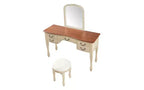 Coiffeuse Vintage de 117 cm avec Miroir, 5 Tiroirs, Tabouret Assorti pour Chambre, Finition Noyer, Design Compact