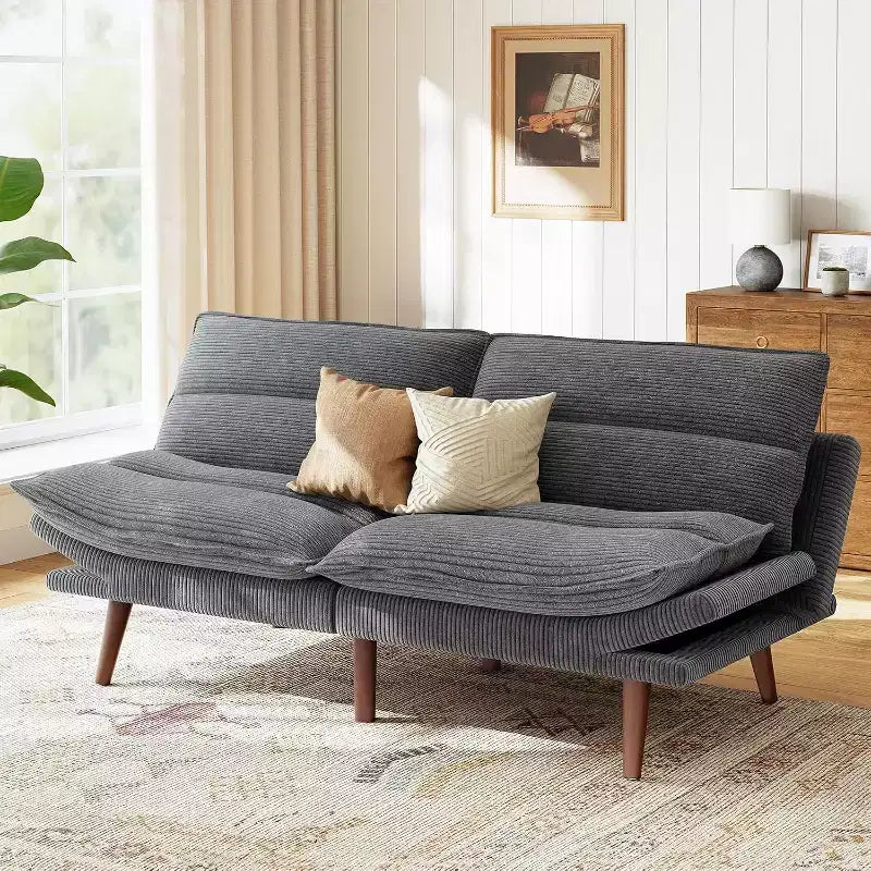 66.1 In Futon Couch with Adjustable Backrest Armrests, Thickened Futon Sofa Bed, Small Sleeper Sofa Bed for Small Apartments, Study Room, Office