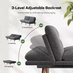 66.1 Canapé Futon avec accoudoirs et dossier réglables, Canapé-Lit Futon Épaissi, Petit Canapé-Lit pour Petits Appartements, Bureau, Étude