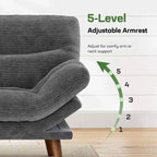 66.1 Canapé Futon avec accoudoirs et dossier réglables, Canapé-Lit Futon Épaissi, Petit Canapé-Lit pour Petits Appartements, Bureau, Étude