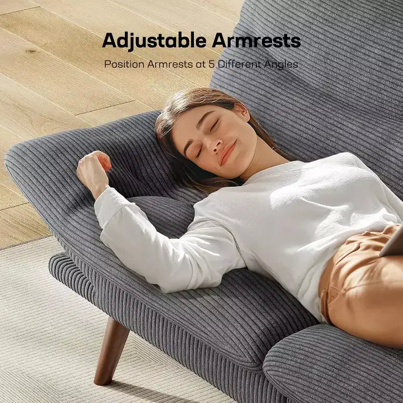 66.1 Canapé Futon avec accoudoirs et dossier réglables, Canapé-Lit Futon Épaissi, Petit Canapé-Lit pour Petits Appartements, Bureau, Étude