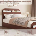Cadre de lit Coolmee Twin XL, lits en bois avec tête de lit de rangement et pied de lit surélevé, lit plateforme bas Twin XL pour chambre à coucher