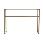 HomeRoots 43 Clear and Gold Glass Console Table With Shelves