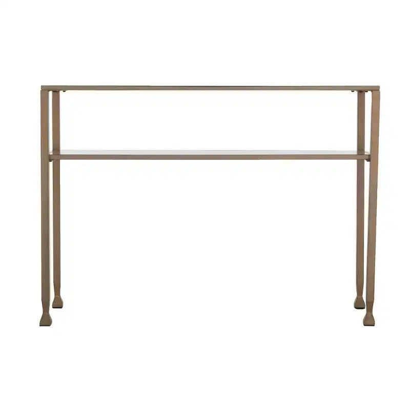 HomeRoots 43 Clear and Gold Glass Console Table With Shelves