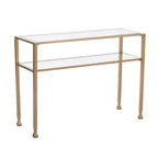 Console de table HomeRoots 43 avec étagères en verre transparent et doré