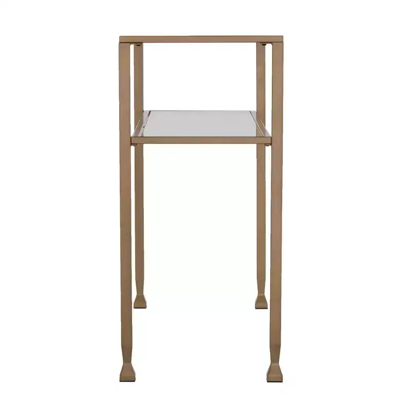 Console de table HomeRoots 43 avec étagères en verre transparent et doré