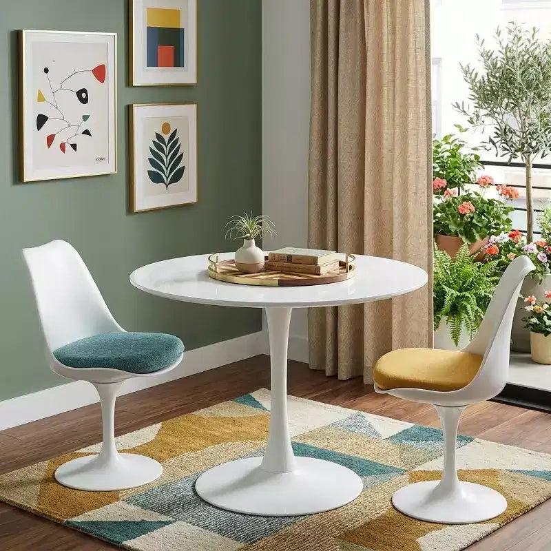 HomeRoots Table à manger 36 po en métal blanc