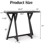 Kinsuite Table console industrielle Design moderne avec pieds en X, portance améliorée et support géométrique, Noir