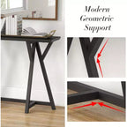 Kinsuite Table console industrielle Design moderne avec pieds en X, portance améliorée et support géométrique, Noir