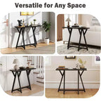 Kinsuite Table console industrielle Design moderne avec pieds en X, portance améliorée et support géométrique, Noir
