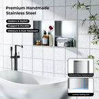 Niche de douche encastrable en acier inoxydable 304, sans carrelage, étanche, finition brossée, pour rangement de salle de bain, plusieurs tailles et compartiments
