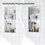 Niche de douche encastrable en acier inoxydable 304, sans carrelage, étanche, finition brossée, pour rangement de salle de bain, plusieurs tailles et compartiments