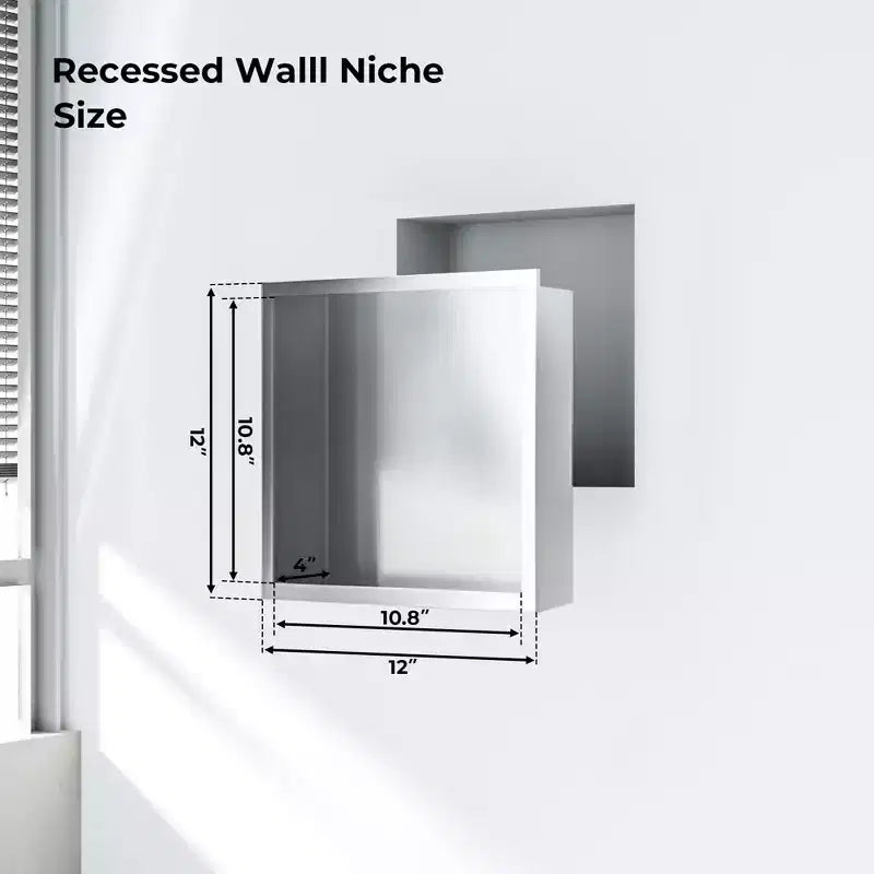 Niche de douche encastrable en acier inoxydable 304, sans carrelage, étanche, finition brossée, pour rangement de salle de bain, plusieurs tailles et compartiments