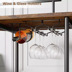 Chariot de bar roulant à 3 niveaux, desserte mobile avec casier à vin et porte-verres, conception rotative à 360°, roulettes silencieuses verrouillables, 86,9 cm L x 39,9 cm P x 94 cm H