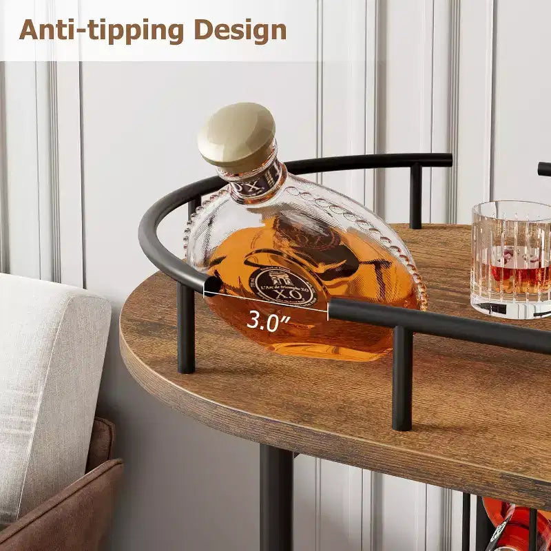 Chariot de bar roulant à 3 niveaux, desserte mobile avec casier à vin et porte-verres, conception rotative à 360°, roulettes silencieuses verrouillables, 86,9 cm L x 39,9 cm P x 94 cm H