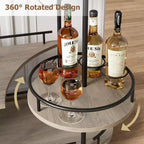 Chariot de bar roulant à 3 niveaux, desserte mobile avec casier à vin et porte-verres, conception rotative à 360°, roulettes silencieuses verrouillables, 86,9 cm L x 39,9 cm P x 94 cm H