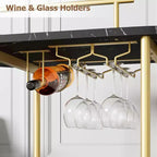 Chariot de bar roulant à 3 niveaux, desserte mobile avec casier à vin et porte-verres, conception rotative à 360°, roulettes silencieuses verrouillables, 86,9 cm L x 39,9 cm P x 94 cm H
