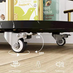 Chariot de bar roulant à 3 niveaux, desserte mobile avec casier à vin et porte-verres, conception rotative à 360°, roulettes silencieuses verrouillables, 86,9 cm L x 39,9 cm P x 94 cm H