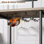 Chariot de bar roulant à 3 niveaux, desserte mobile avec casier à vin et porte-verres, conception rotative à 360°, roulettes silencieuses verrouillables, 86,9 cm L x 39,9 cm P x 94 cm H