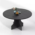 47 Round Dining Table for 4-6, Rustic Farmhouse, Wood Pedestal Base, Easy Assembly, for Small Apartments & Breakfast Nooks
