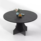 47 Round Dining Table for 4-6, Rustic Farmhouse, Wood Pedestal Base, Easy Assembly, for Small Apartments & Breakfast Nooks