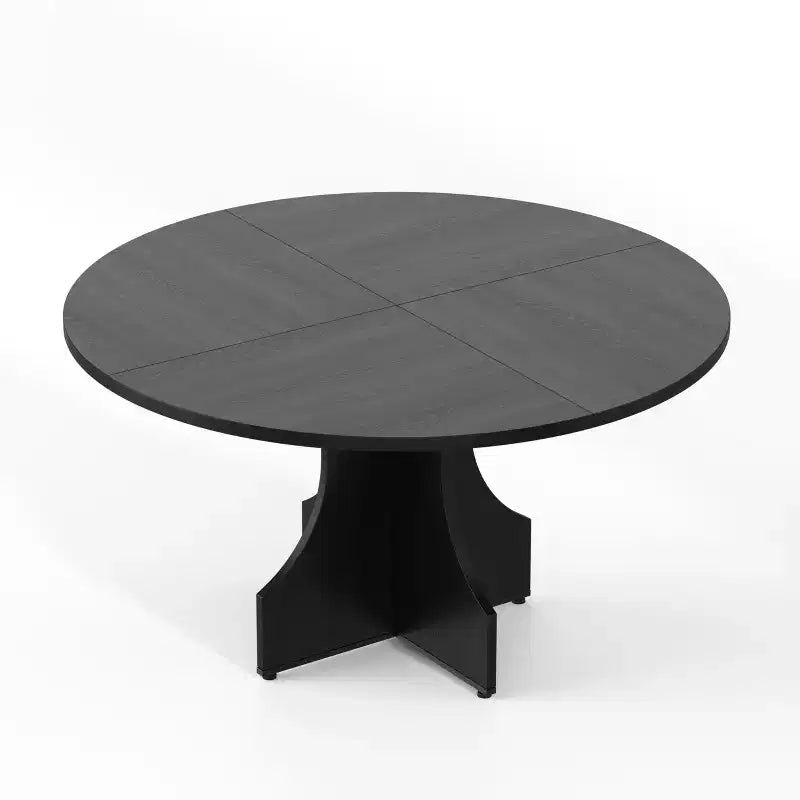 Table à manger ronde de 47" pour 4 à 6 personnes, style rustique ferme, piédestal en bois, assemblage facile, pour petits appartements et coins-repas.