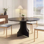 Table à manger ronde de 47" pour 4 à 6 personnes, style rustique ferme, piédestal en bois, assemblage facile, pour petits appartements et coins-repas.
