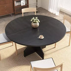 Table à manger ronde de 47" pour 4 à 6 personnes, style rustique ferme, piédestal en bois, assemblage facile, pour petits appartements et coins-repas.